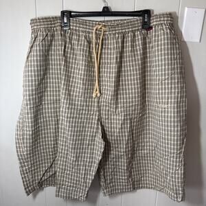 FUBU Shorts Mens 3XL Vintage Drawstring Blue And Brown Striped V4